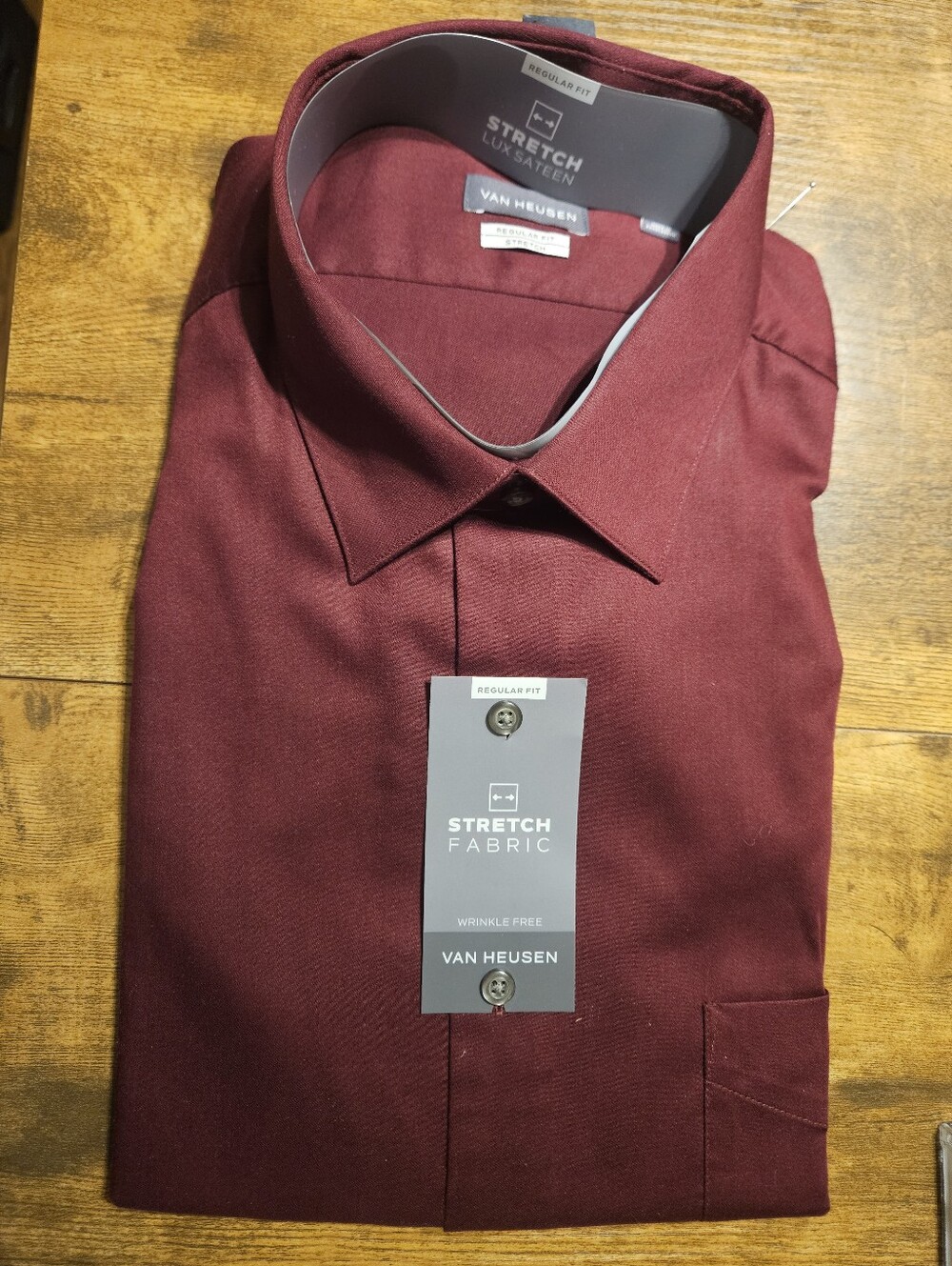 Van Heusen Sz XL 17.5 34/35 Oxblood Red Regular Fit Long Sleeve Dress Shirt NWT